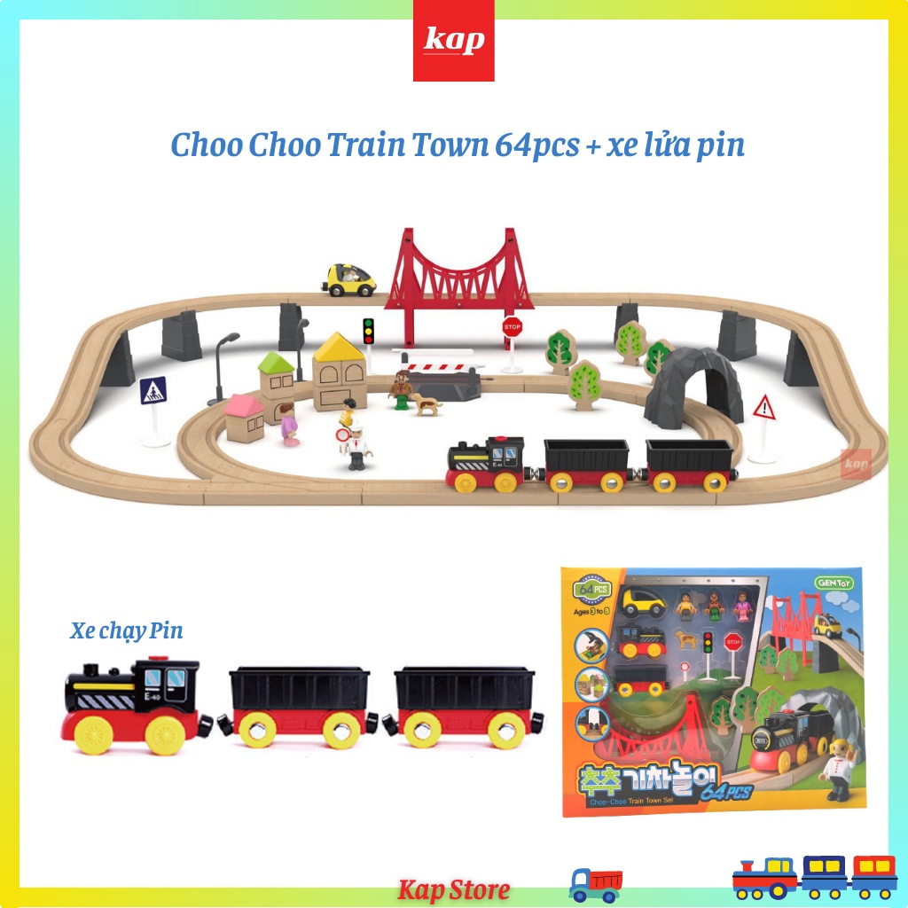 Mô hình đường ray xe lửa gỗ thành phố 69, chất lượng cao