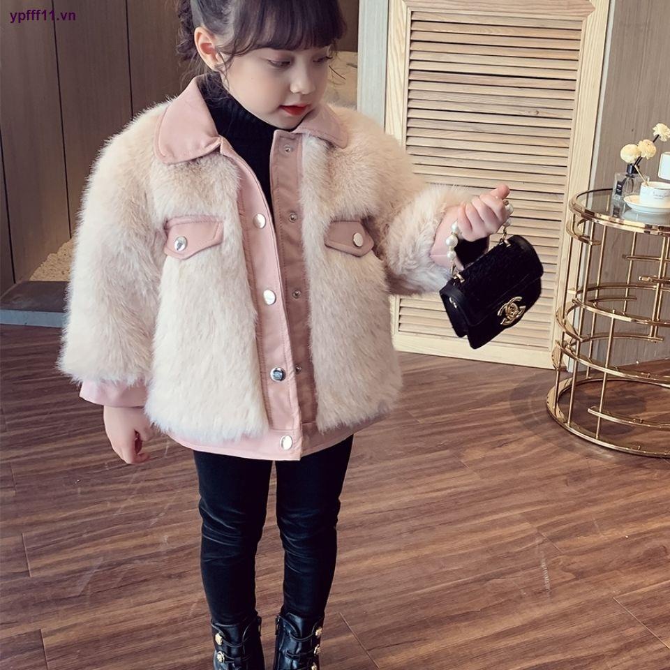 Áo khoác cotton giả lông cáo dày ấm áp phong cách Hàn Quốc thời trang 2021 mới cho bé gái