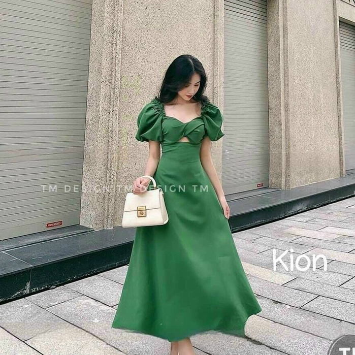 Đầm maxi dáng tay tay phồng khoét eo cực xinh cho nữ đi chơi dự tiệc