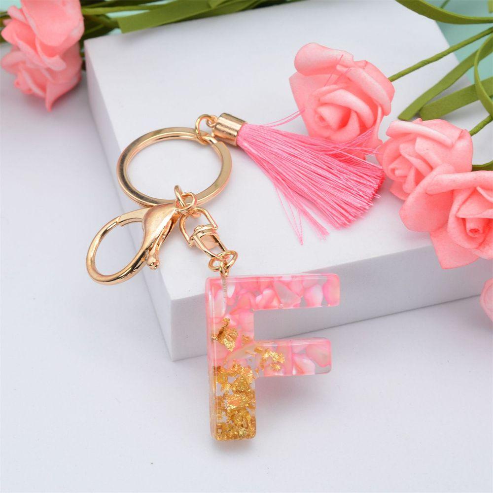 LANFY Móc Khóa Hình 26 Chữ Cái Đính Kim Tuyến Lấp Lánh
