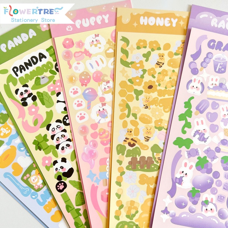 Flowertree 1 Sticker Dán Tường Hình Con Ong Và Gấu Trúc Dùng Trang Trí Scrapbook