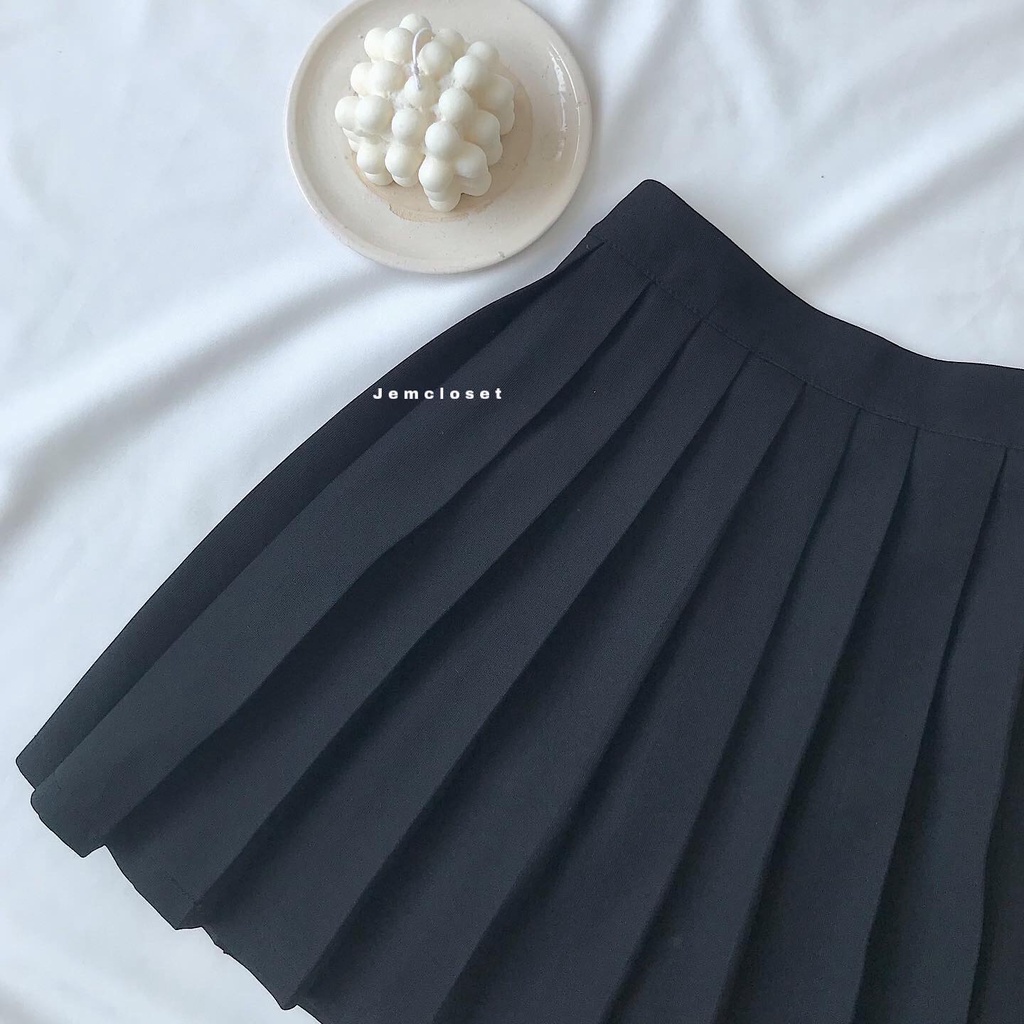 Chân Váy Xếp Ly JEM CLOSET Dáng Ngắn Kiểu Xòe Phong Cách Ulzzang Chất Liệu Kate Hàn Cực Xinh  ENHI 3377