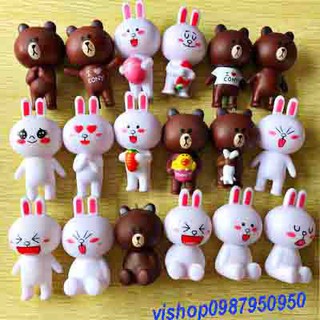 Móc Khóa gấu buồn brow và thỏ trắng