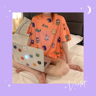 Pyjama nữ sinh viên mỏng phần ngọt ngào dễ thương tay áo ngắn hoạt hình nhà dịch vụ phù hợp với hai mảnhđồ bộ pijama