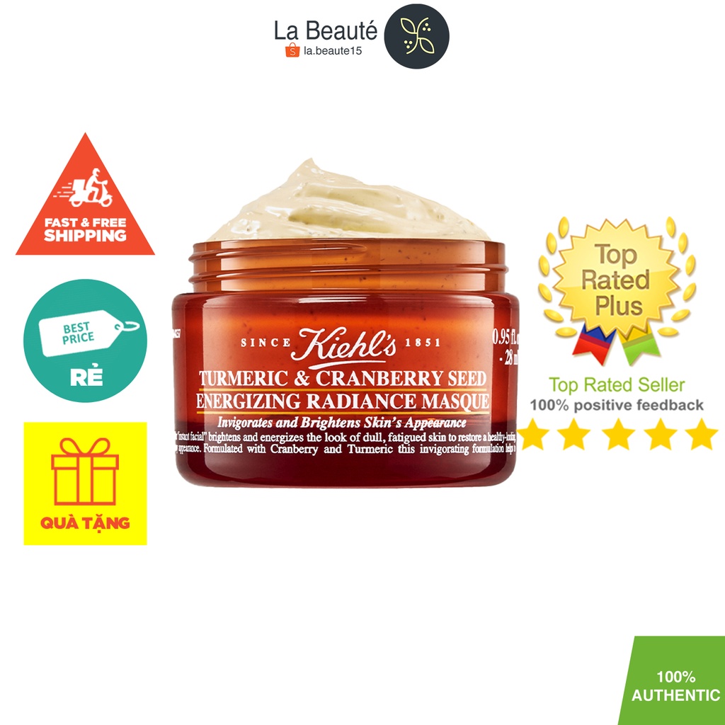 Kiehl's Tumeric & Cranberry Seed Energizing Radiance Masque - Mặt Nạ Sáng Da Từ Nghệ Và Hạt Việt Quất 28ml