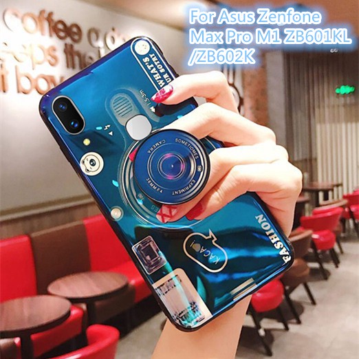 Ốp điện thoại mềm in hình camera 3D có giá đỡ cho Asus Zenfone Max Pro M1 ZB601KL/ZB602K