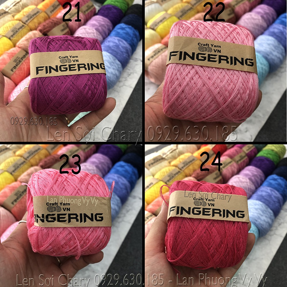 Sợi Fingering Cotton Nhật Bóng full bảng màu - Cuộn Len Sợi Cotton Fingering bảng màu 2 mã 21-39