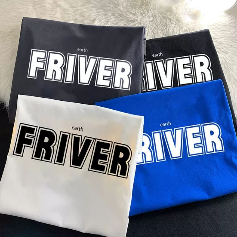 Áo phông tay lỡ nam nữ, áo thun tay lỡ from rộng chất cottong dày đẹp in hình FRIVER