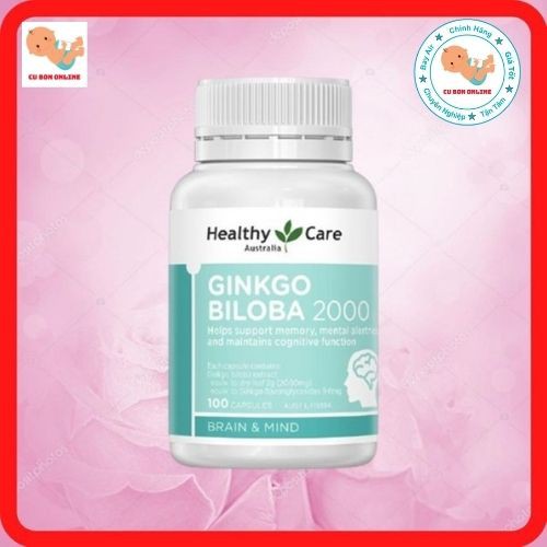 Viên bổ não hộp 100v ÚC tuần hoàn máu não, trí nhớ cho bé từ 12 tuổi và người già Healthy Care Ginkgo Biloba 2000mg | Thế Giới Skin Care