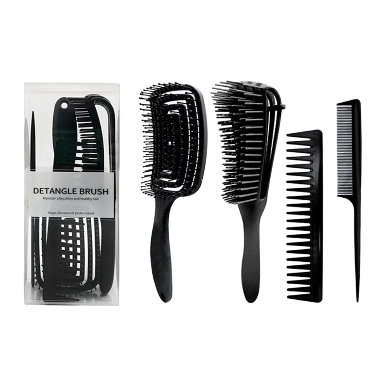 Set 4 Lược Chải Tóc Mát Xa Da Đầu Chống Tĩnh Điện