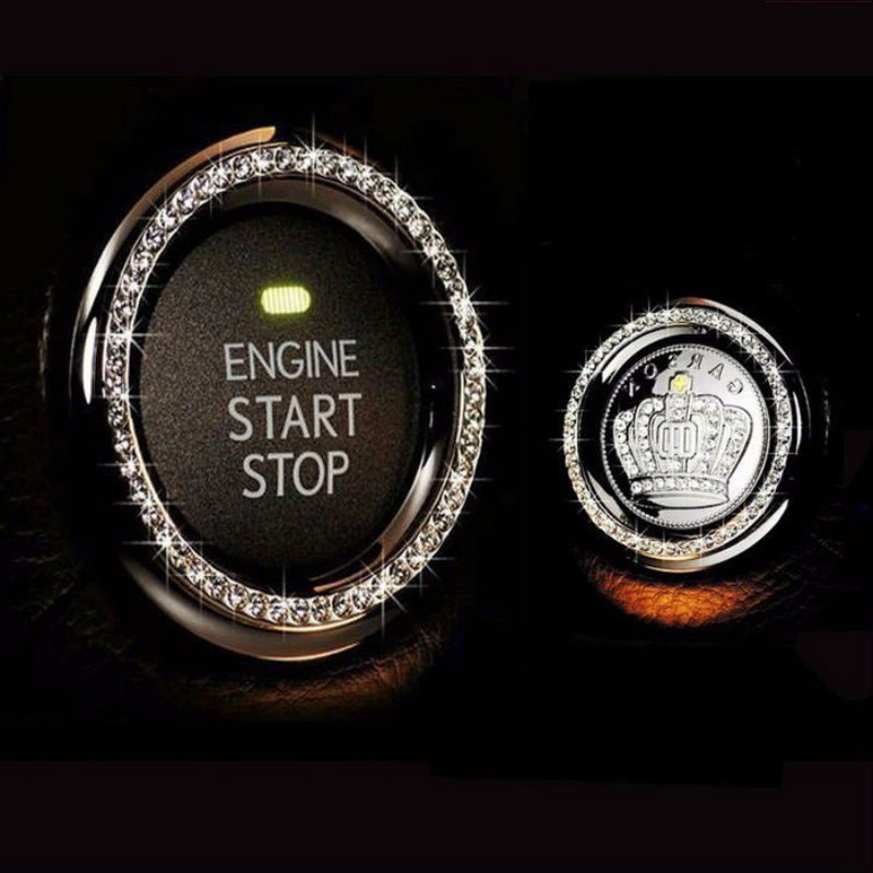 Vòng đá trang trí nút khởi động start stop xe hơi ô tô diamond ring 3 màu sang trọng