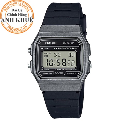 Đồng hồ unisex dây nhựa Casio Anh Khuê F-91 F-91WM-1BDF