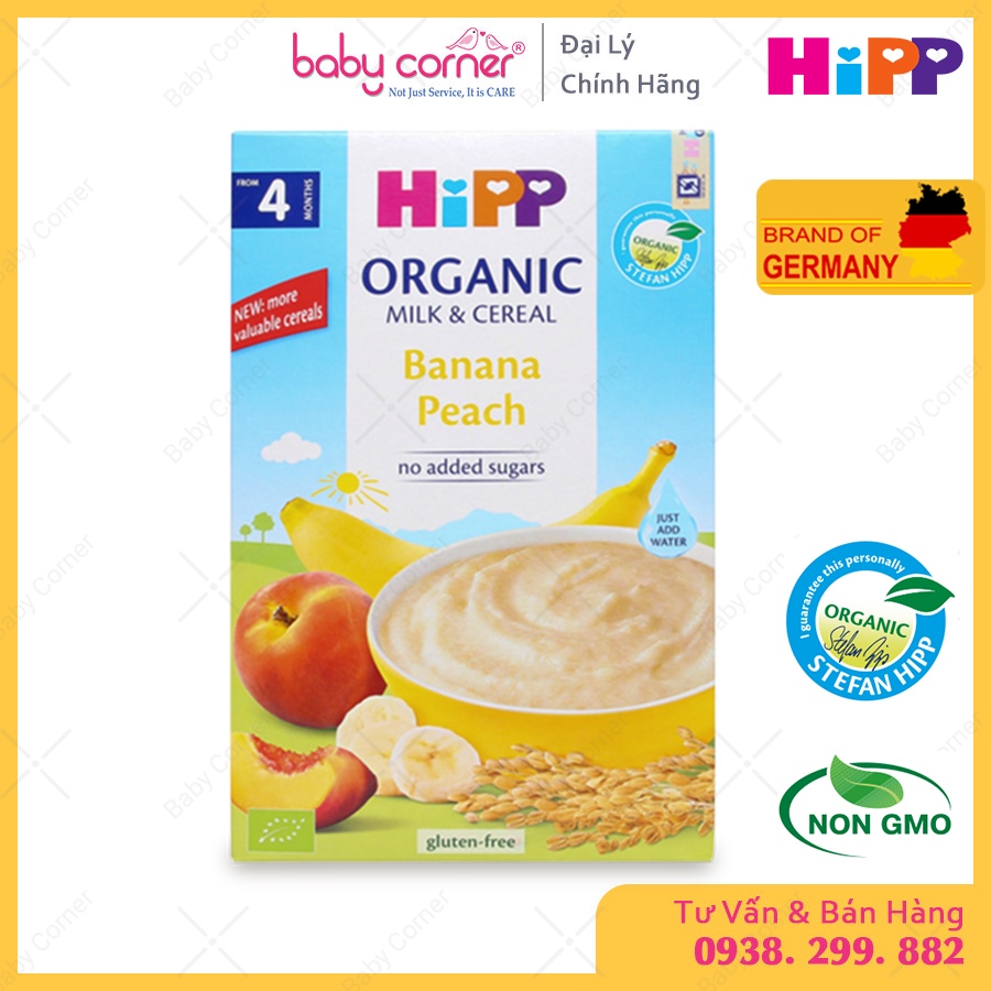 [Date T5/2023] Bột Ăn Dặm HiPP Banana Peach - Chuối Đào Cho Bé Từ 4 Tháng