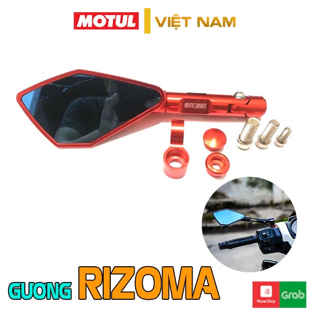 Gương chiếu hậu xe máy Rizoma thời trang mini mẫu 5 Cạnh full nhôm loại 1 gắn chân kính cho AB, SH, SH Mode, Wave,…