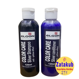 Cặp Dầu Gội Xả Khử Ánh Vàng Elgon Silver Size Mini 120ml x 2