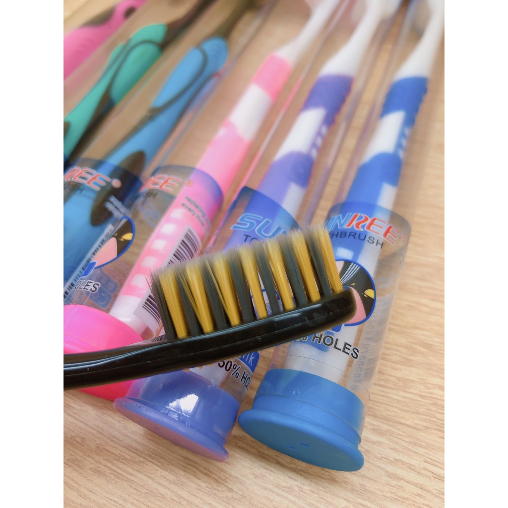 bàn chải đánh răng sunree lông mềm có ống tròn đựng tiện lợi | BigBuy360 - bigbuy360.vn