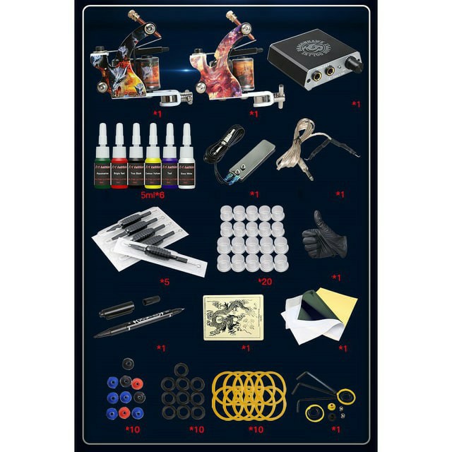 Trọn Bộ Máy Xăm Hình Tattoo 2 Máy DRAGON