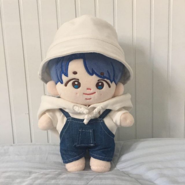 Bộ áo hoddie yếm jean cho búp bê 15/20cm