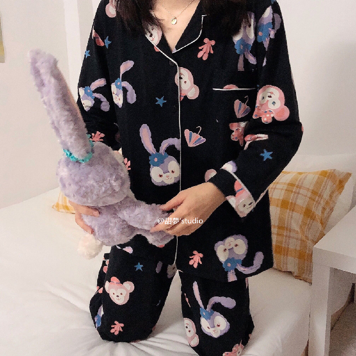 Bộ Đồ Ngủ Dài Tay Phong Cách Hàn Quốc Cho Nữ
