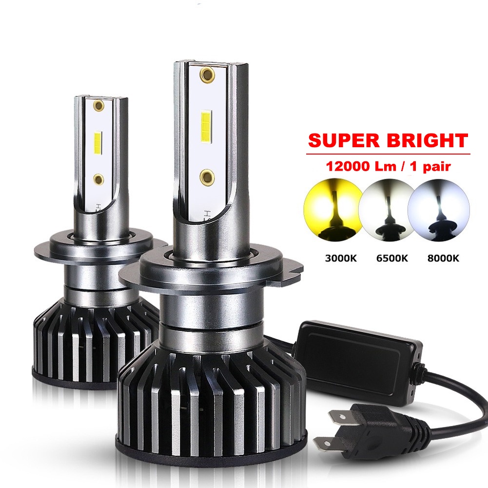 2 Đèn Pha LED H4 H7 H1 H8 H11 H9 HB3 9005 HB4 9006 Hir2 9012 12V 50W 12000LM 3000K 6500K 8000K Chất Lượng Cao Cho Xe Hơi