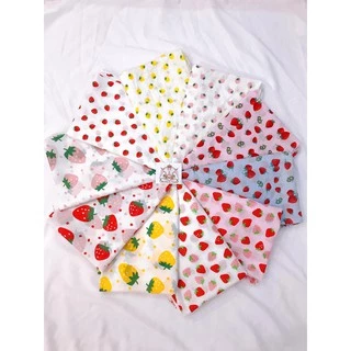 Vải thô họa tiết dâu tây 4 mẫu xinh xắn khổ 1m4-1m5 may váy đầm scrunchies