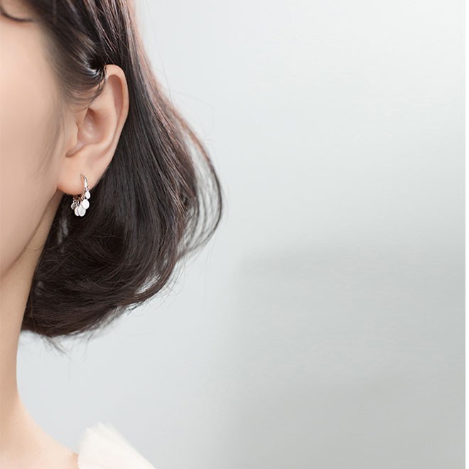 Khuyên tai bạc Ý s925 vòng tròn tua rua thời trang G1747 - AROCH Jewelry