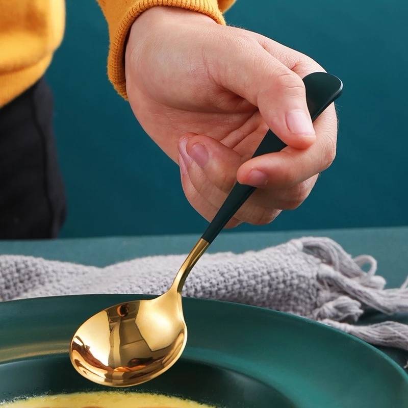 Muỗng Múc Kem/Bánh Kem/Món Tráng Miệng Đầu Tròn Bằng Thép Không Gỉ Nhiều Màu