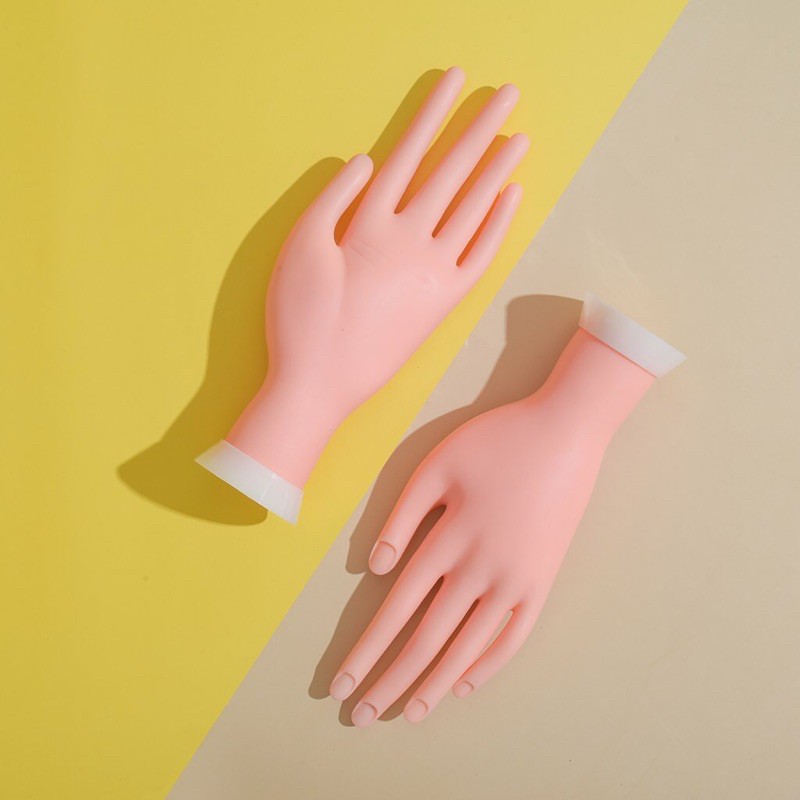 Bàn tay giả silicone tập làm nail - loại khớp dẻo linh hoạt