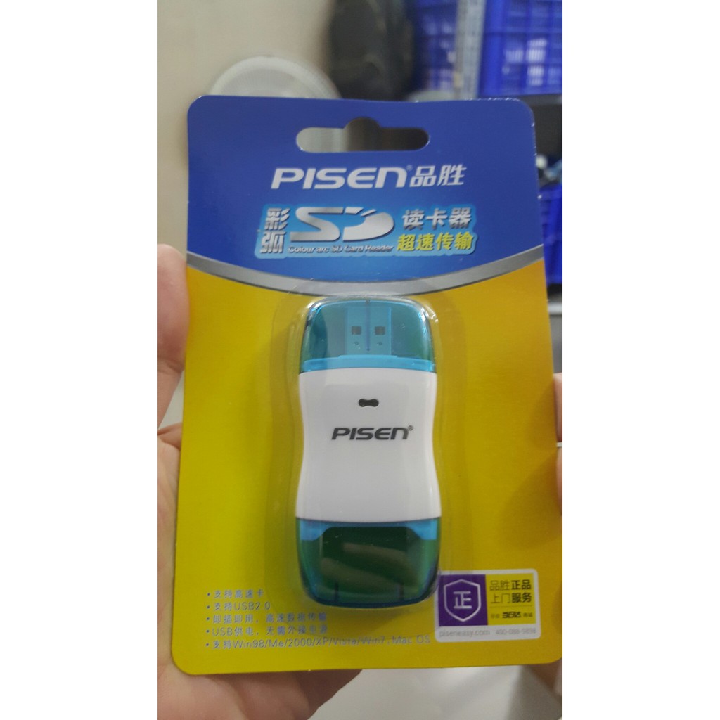 Đầu đọc thẻ nhớ SD Pisen Colour TS-E031 USB 2.0 - Bảo Hành 1 năm - Hưng Long PC