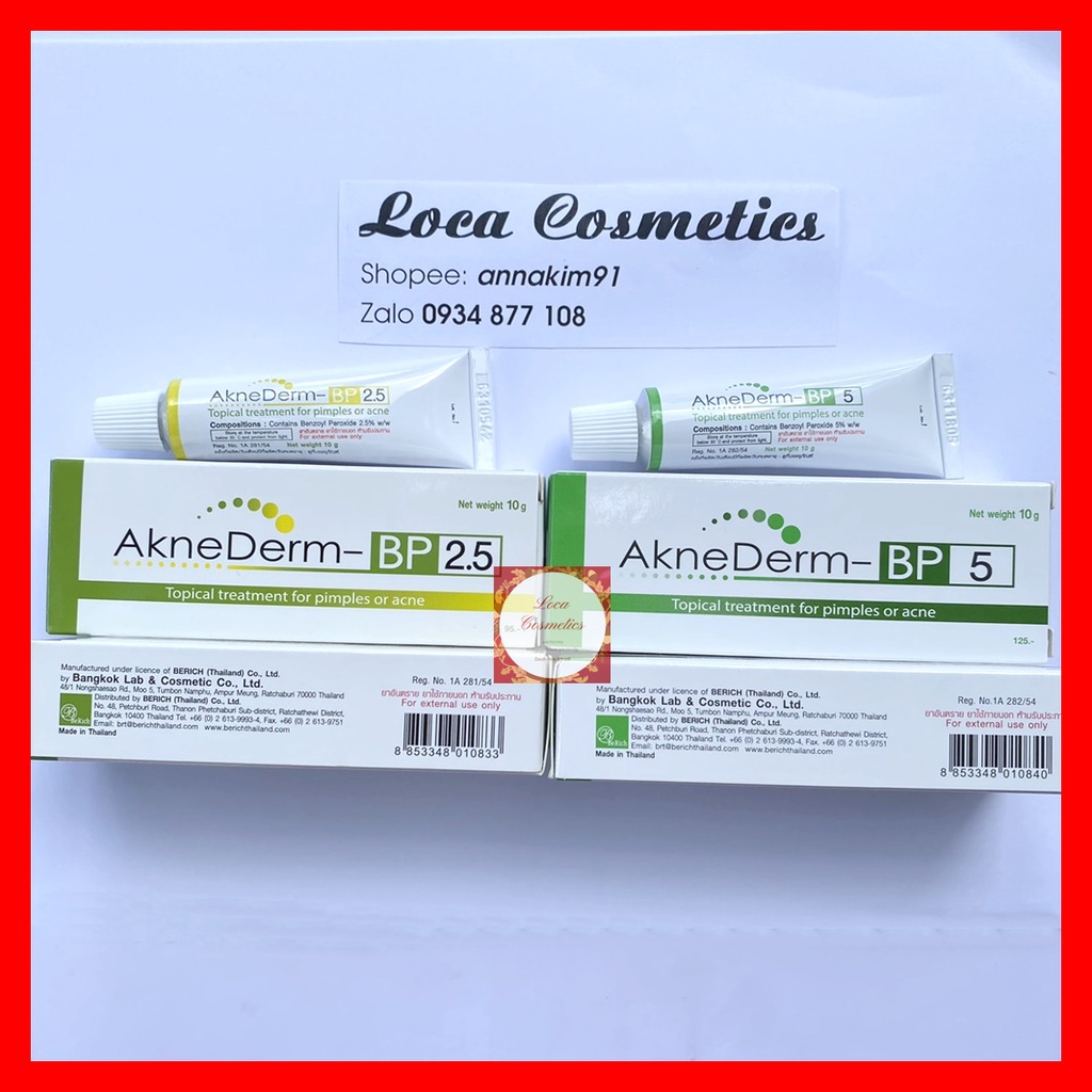  [SẴN 10g] Aknederm BP5% - Kem hỗ trợ giảm mụn bọc, sưng, mủ