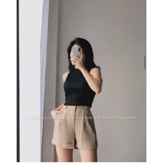[Hàng sẵn] ÁO BA LỖ COTTON TĂM CỔ CAO DÁNG ÔM