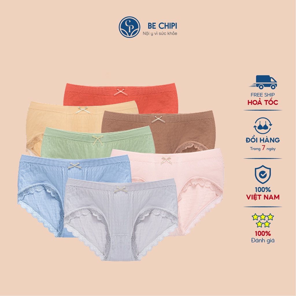 Combo 5 Quần Lót Nữ Cotton Cạp Trung Mỏng Nhẹ Kháng Khuẩn Bechipi – QL2018