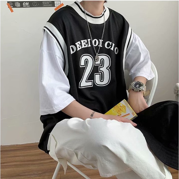 Áo Phông Tay Lỡ, Áo Thun Phom Thụng Kiểu Dáng Unisex Bóng Rổ Dành Cho Nam