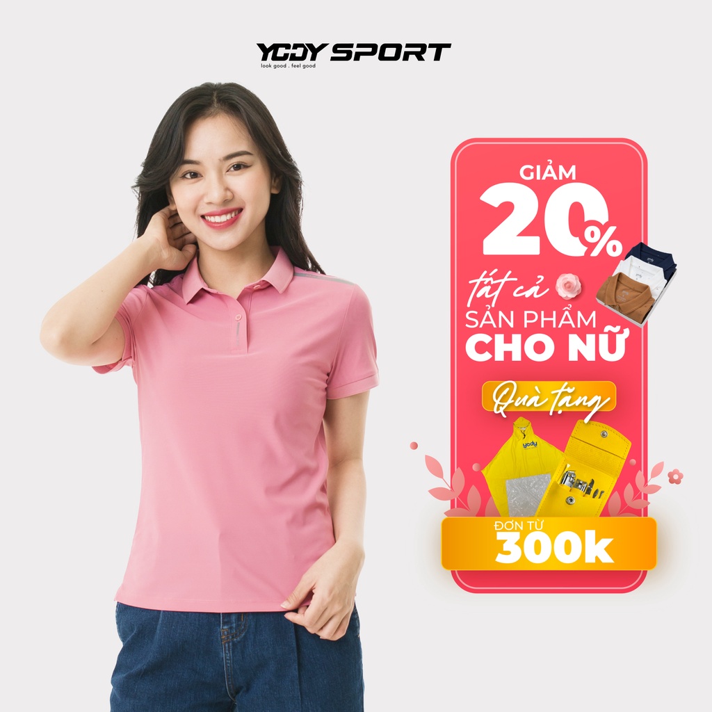 Áo polo thể thao nữ YODY SPORT airycool thoáng mát co giãn đơn giản SAN5002