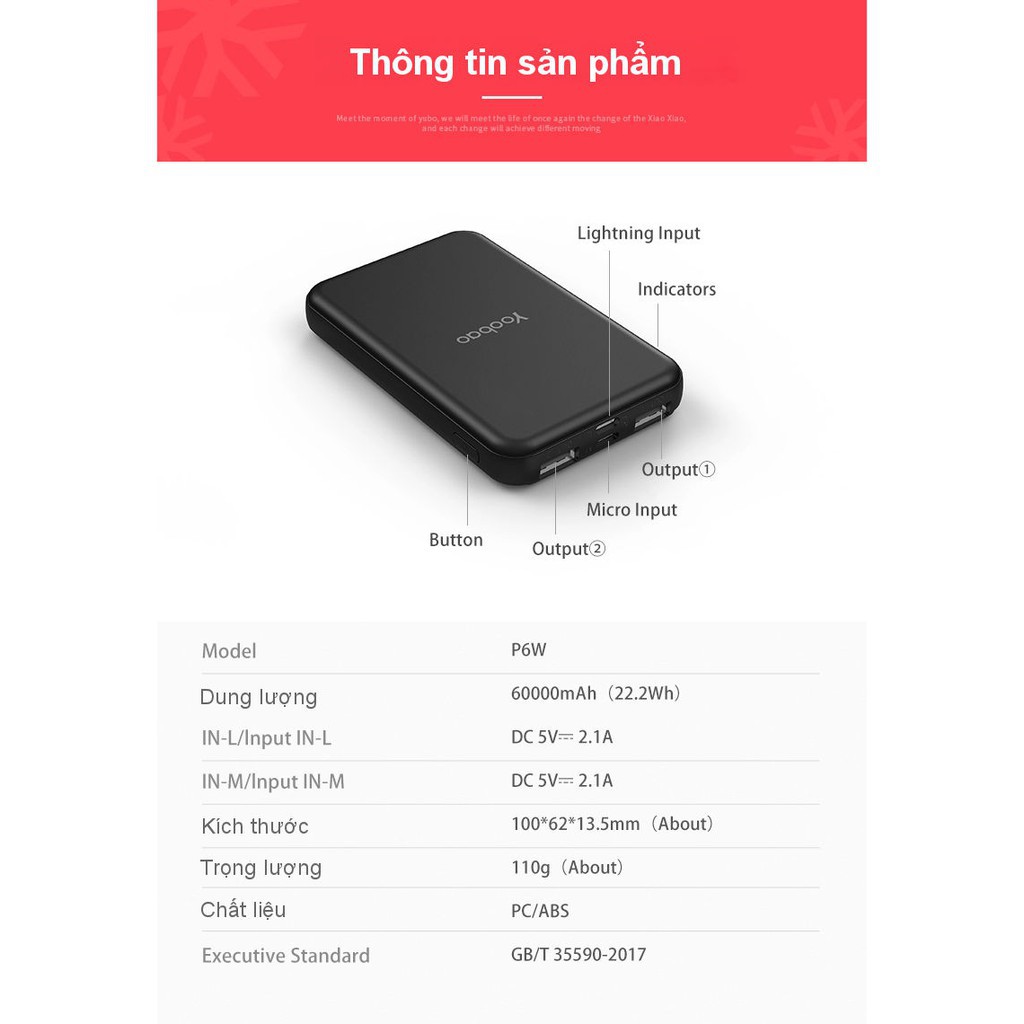 Pin sạc dự phòng mini 6000mAh | BigBuy360 - bigbuy360.vn