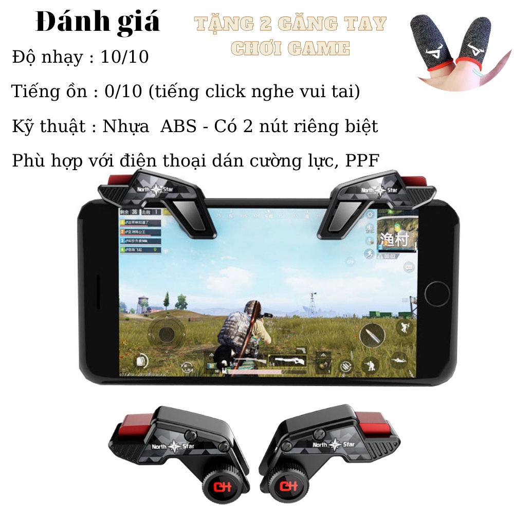 Nút chơi game GADO nút bắn Pubg, Ros, Free Fire, Knight Out hỗ trợ chơi 4 và 6 ngón
