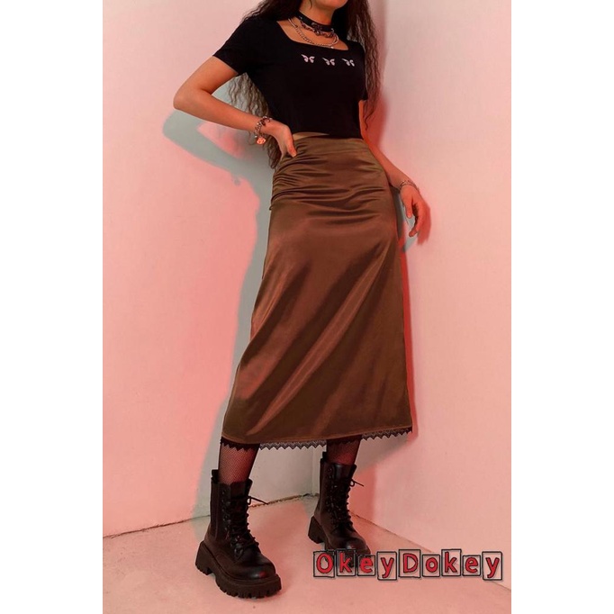 Chân Váy Midi Lưng Cao Y2K In Họa Tiết Trái Tim Phong Cách Harajuku Đường Phố Cho Nữ