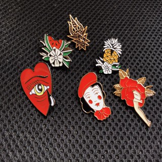 Huy Hiệu Ghim Cài Áo Kim Loại Phong Cách Tattoo Old School - Trâm Cài Balo