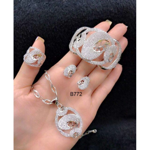 Bộ trang sức xi mạ bạch kim cao cấp q293