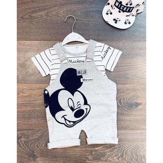 Set yếm mickey xám cho bé