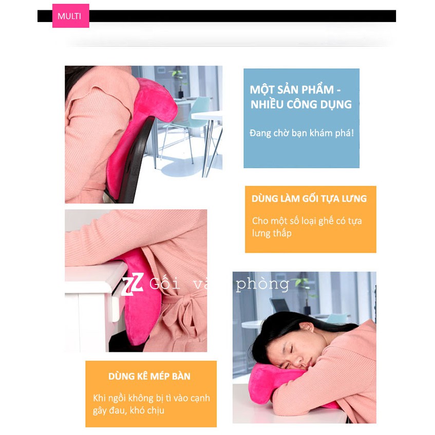 Gối ngủ trưa văn phòng ngồi trên bàn cao su non đa năng ZURI PILLOW GNN-01