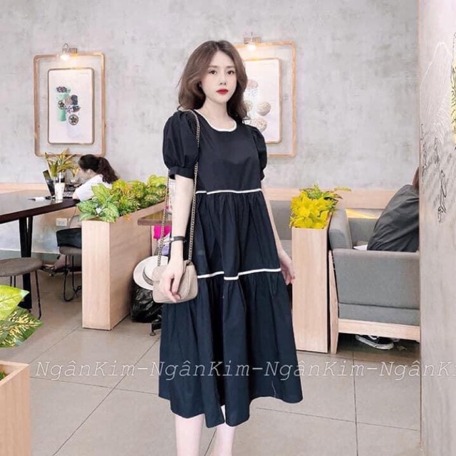 Váy suông 3 tầng màu basic.