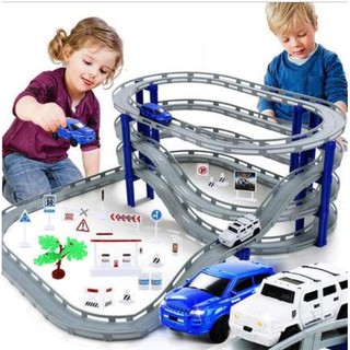 Đồ chơi lắp ráp mô hình đường ray xe cho bé USKids (4 tầng, 2 xe)