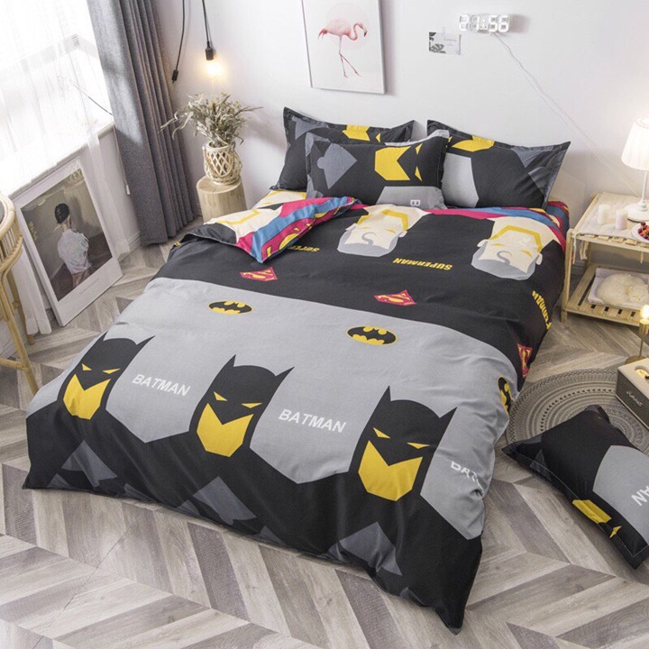Bộ chăn ga gối drap giường chất cotton poly họa tiết Batman