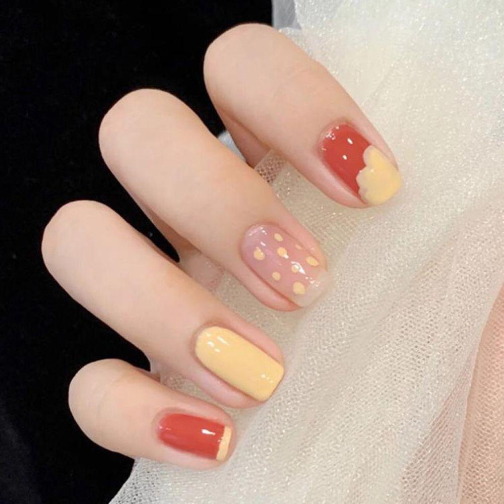 Móng Tay Giả Ngắn Tháo Rời Được Hình Hoa Trang Trí Nghệ Thuật