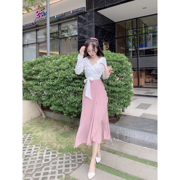 Chân Váy Midi Vạt Bèo Yoona