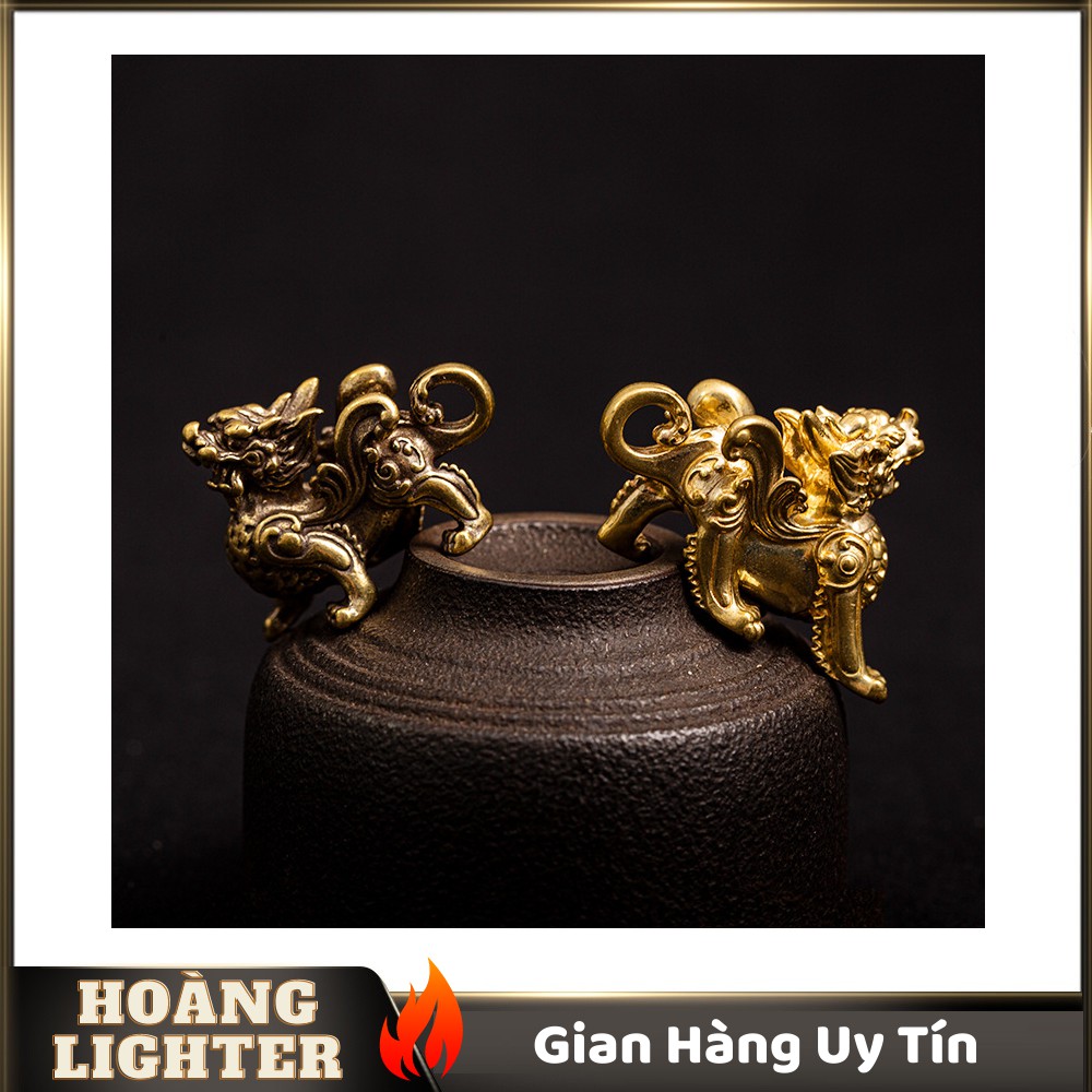 Tượng Đồng Phong Thủy Hình Kỳ Lân Đứng, Trang Trí Đem Lại May Mắn (Kích Thước: 3.0cm x 2.8cm)