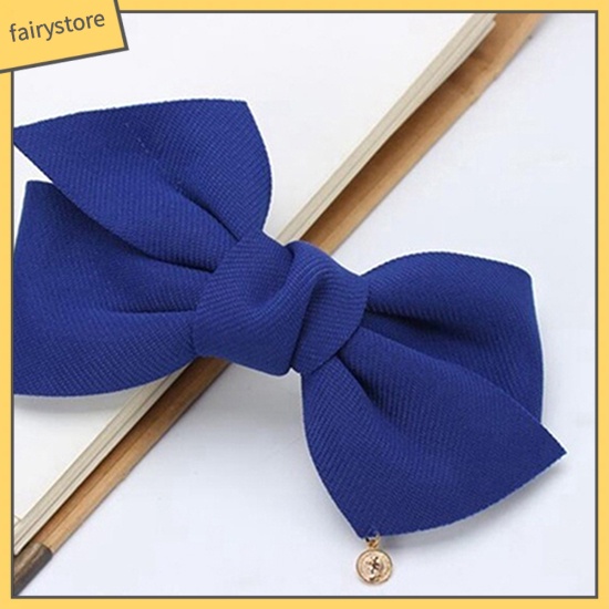Kẹp Tóc Hình Nơ Vải Trơn Màu Đơn Giản Thanh Lịch Dành Cho Nữ