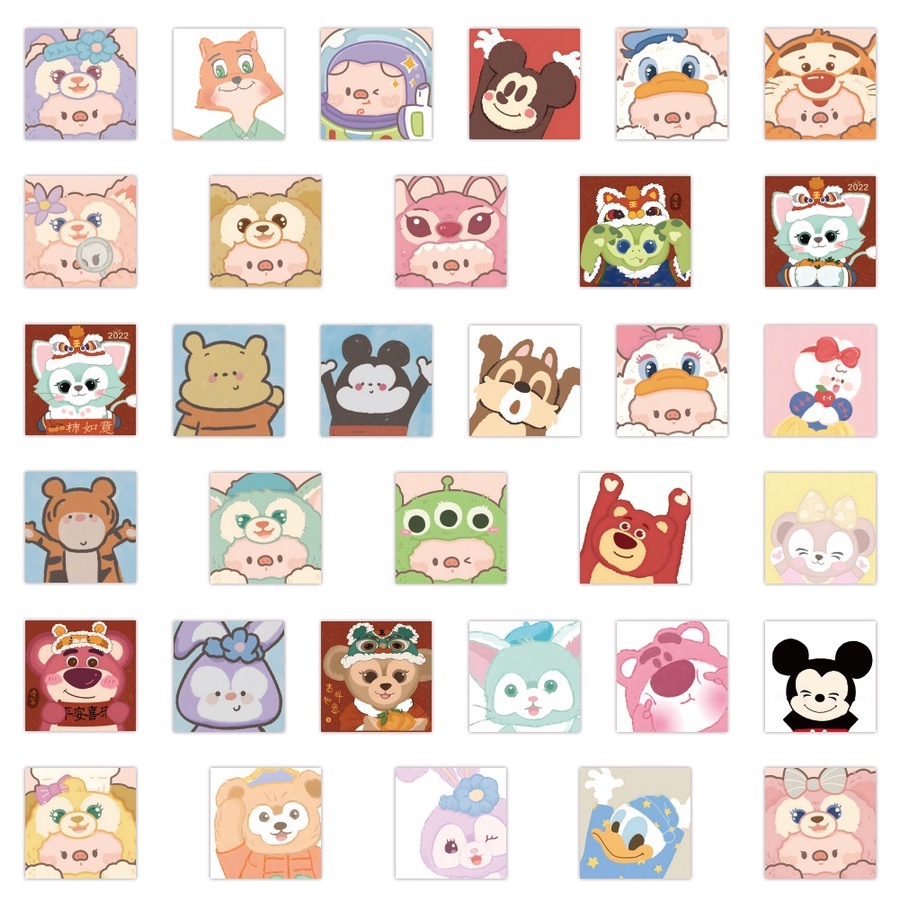 Set 60/30 Sticker Chống Thấm Nước Hình Động Vật Dễ Thương Dán Trang Trí Điện Thoại/Laptop/Máy Tính
