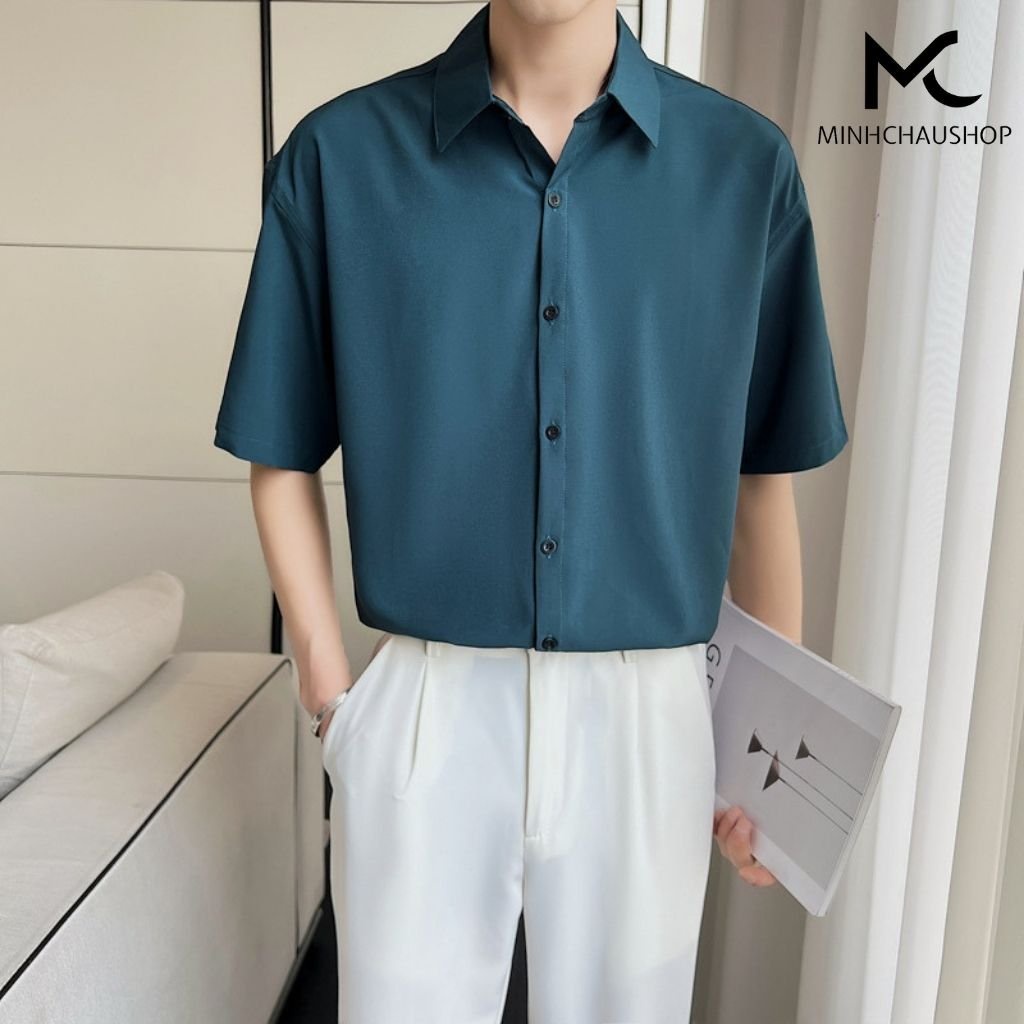 Áo Sơ Mi Nam Sanminhchau Áo Sơ Mi Tay Lỡ Form Rộng Dáng Unisex Phong Cách Hàn Quốc Thoán Mát Không Nhăn Asm48 Hot 2022